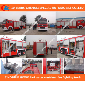 Caminhão da luta contra o incêndio do recipiente da água de Sinotruk HOWO 6X4